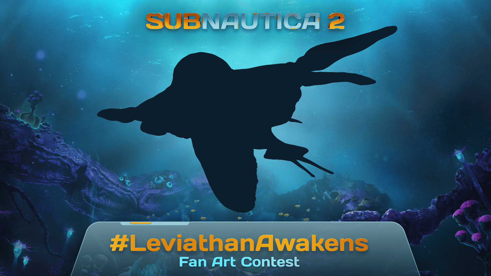 Official Subnautica 2 fan-art challenge artwork featuring the Deepwing Brooder Leviathan.