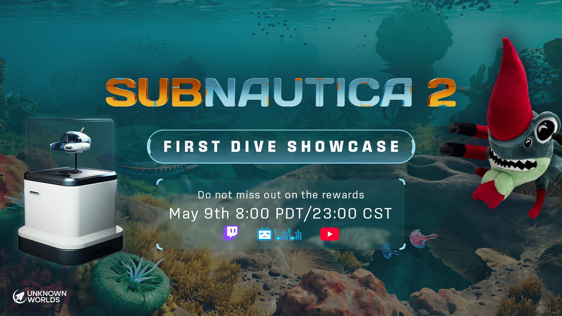 Official Subnautica 2 environment artwork evoking a bright shallow-water biome.